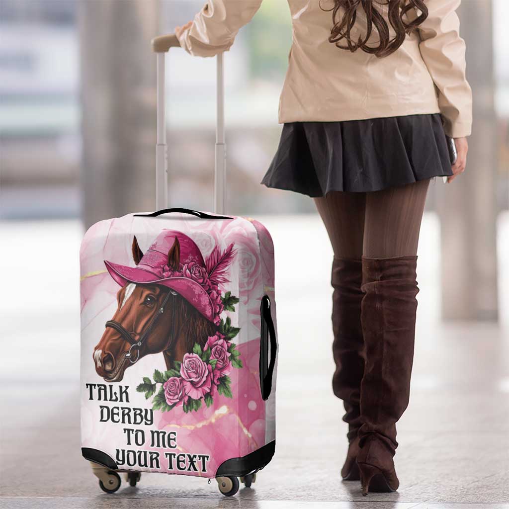 Personalized Kentucky Horse Race Luggage Cover Big Hats And Horses Pink Out Party LT9