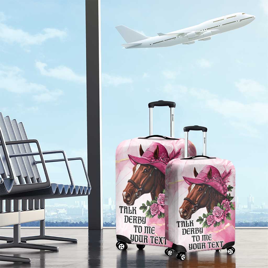 Personalized Kentucky Horse Race Luggage Cover Big Hats And Horses Pink Out Party LT9