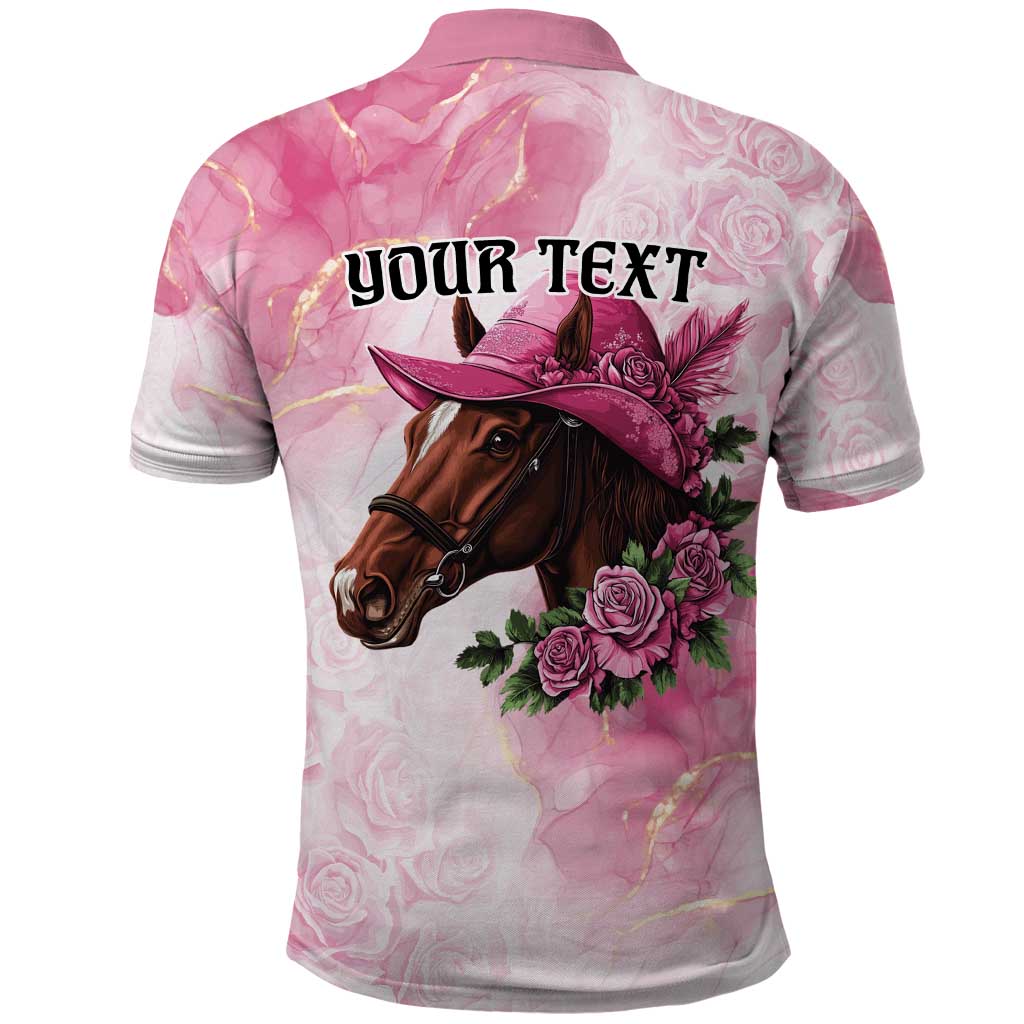 Personalized Kentucky Horse Race Polo Shirt Big Hats And Horses Pink Out Party LT9