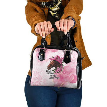 Personalized Kentucky Horse Race Shoulder Handbag Big Hats And Horses Pink Out Party LT9