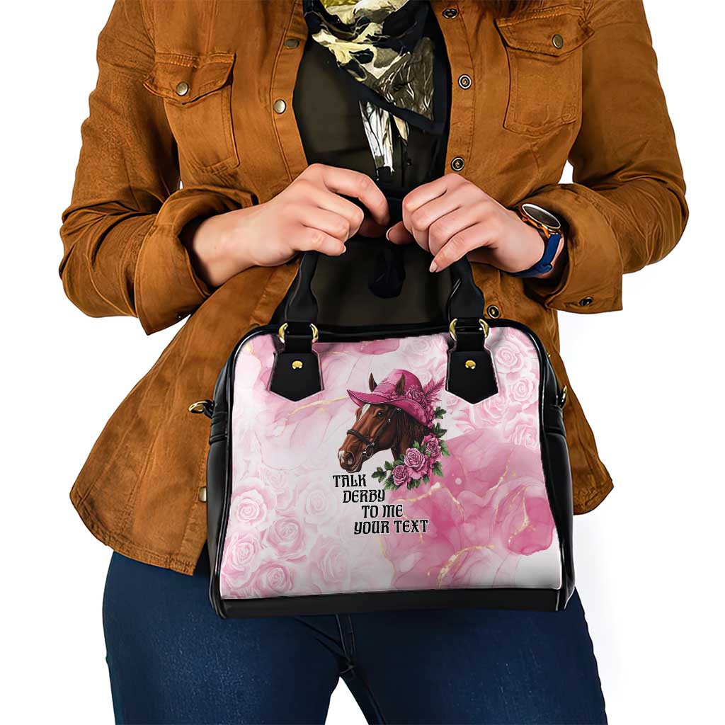 Personalized Kentucky Horse Race Shoulder Handbag Big Hats And Horses Pink Out Party LT9