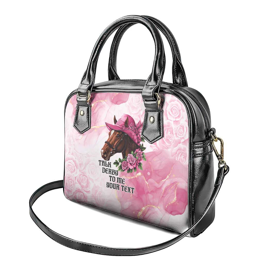 Personalized Kentucky Horse Race Shoulder Handbag Big Hats And Horses Pink Out Party LT9