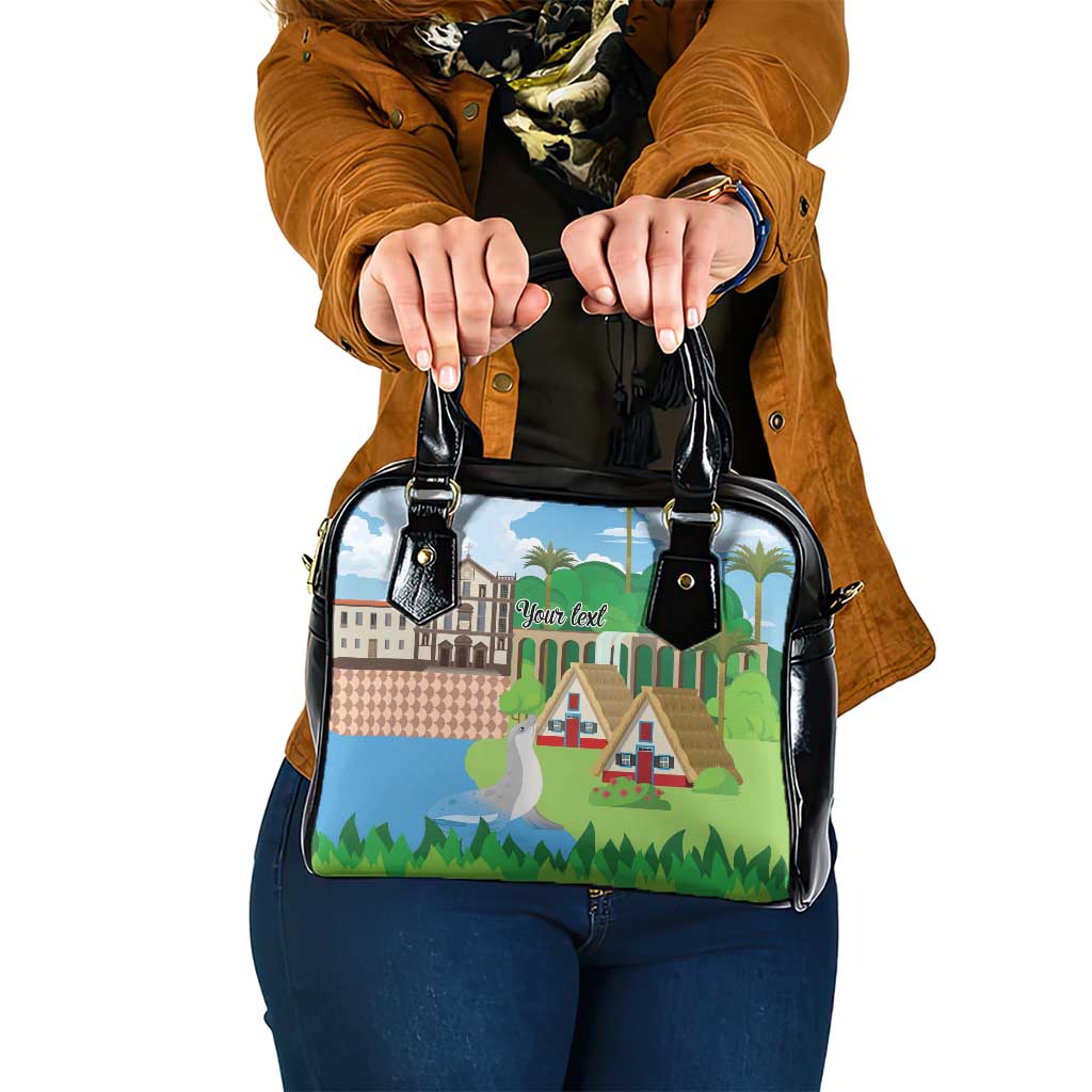 Feliz Dia de Madeira Personalized Shoulder Handbag Traditional Palheiros Straw-roofed Houses LT9