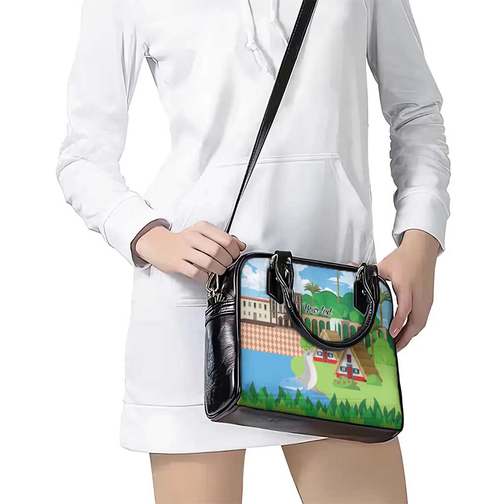 Feliz Dia de Madeira Personalized Shoulder Handbag Traditional Palheiros Straw-roofed Houses LT9