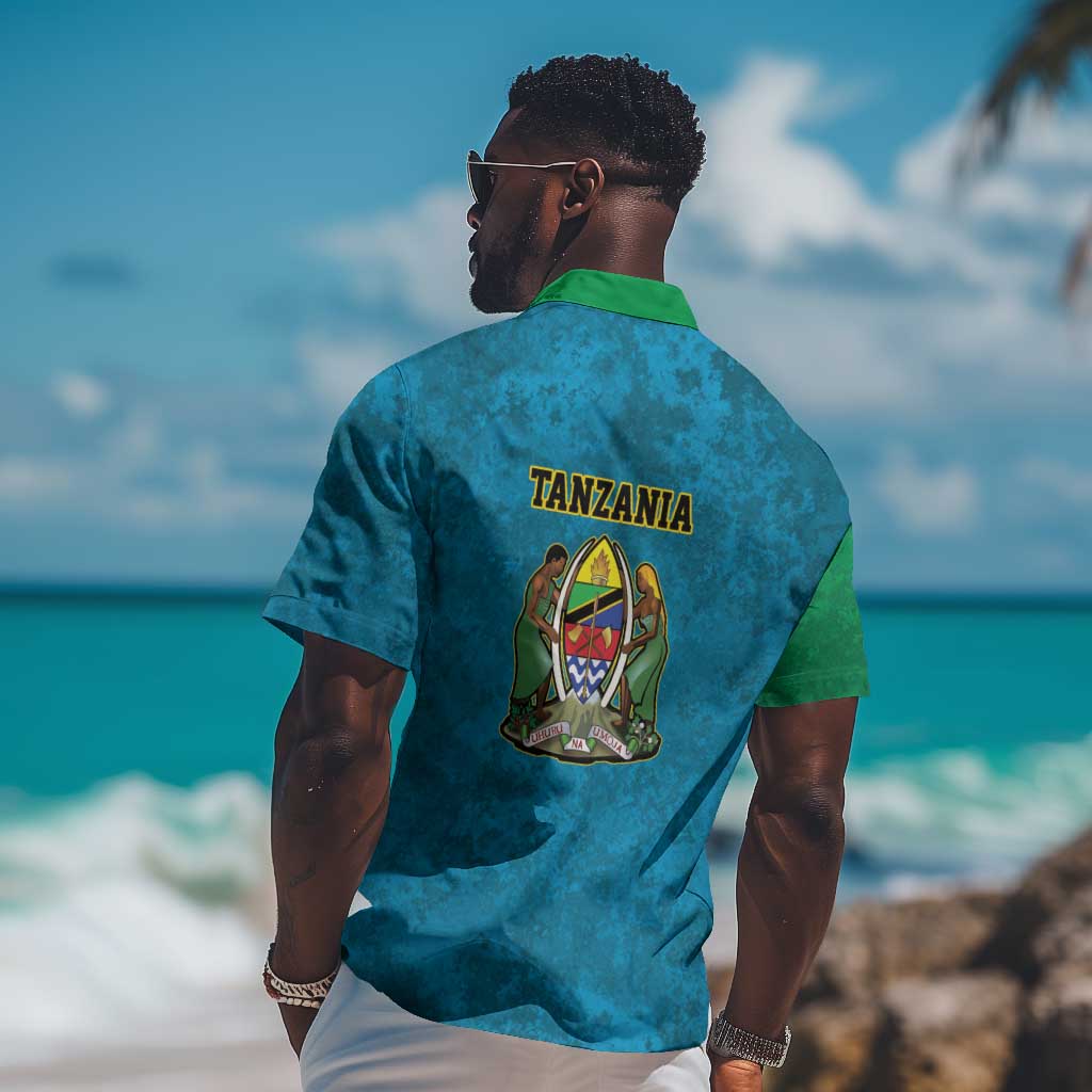 African Volcano Kilimanjaro Tanzania Hawaiian Shirt Grunge Flag Map of Tanzania LT9