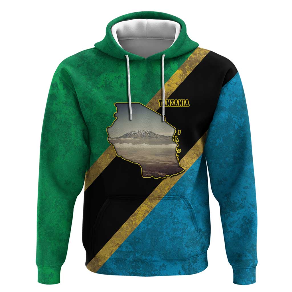 Kilimanjaro Tanzania Hoodie Grunge Flag Map of Tanzania LT9