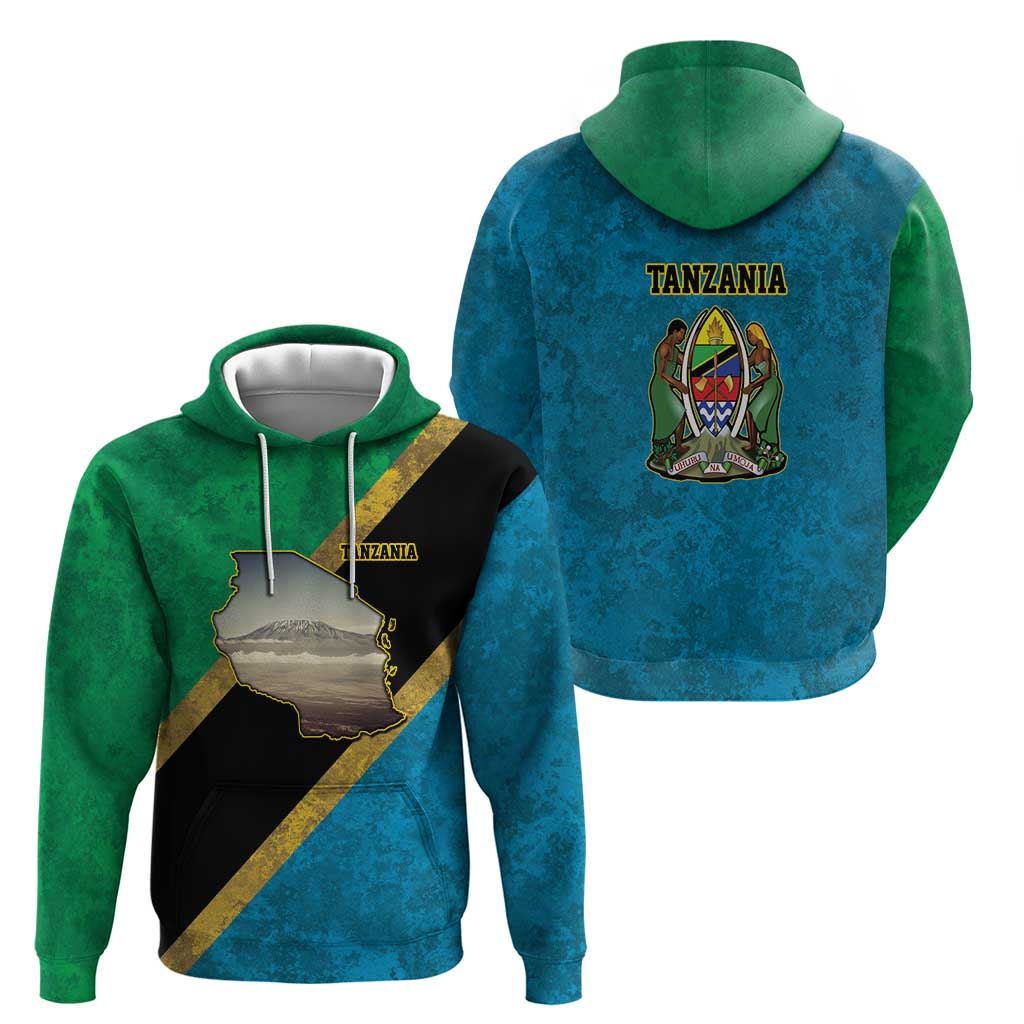 Kilimanjaro Tanzania Hoodie Grunge Flag Map of Tanzania LT9