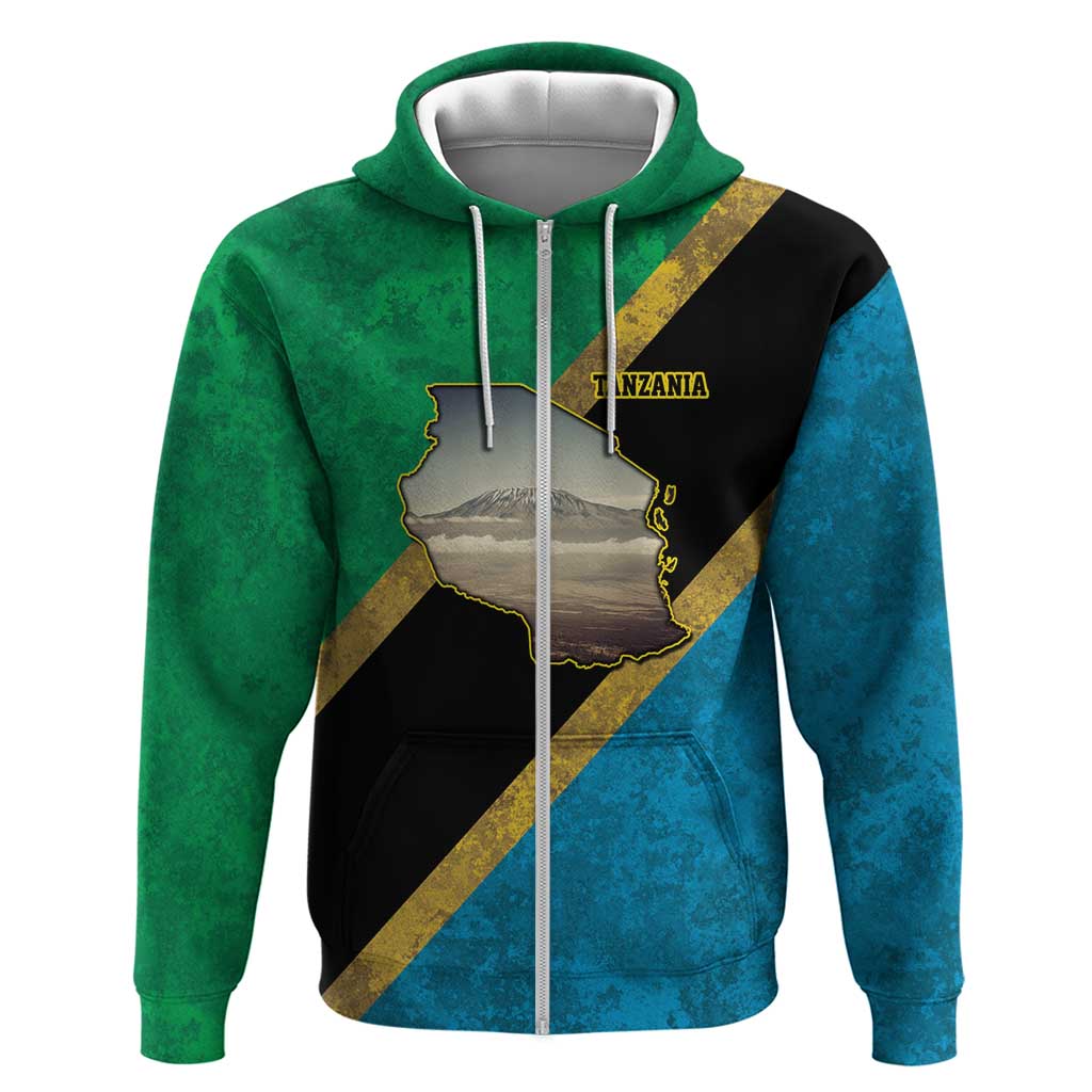 Kilimanjaro Tanzania Hoodie Grunge Flag Map of Tanzania LT9
