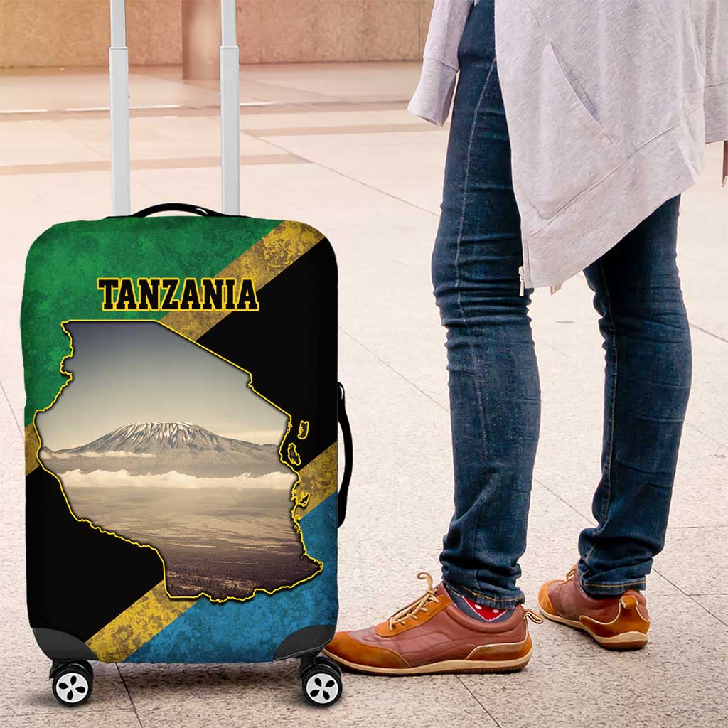 Kilimanjaro Tanzania Luggage Cover Grunge Flag Map of Tanzania LT9