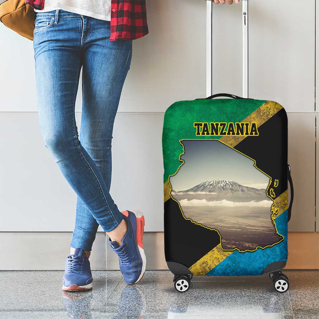 Kilimanjaro Tanzania Luggage Cover Grunge Flag Map of Tanzania LT9