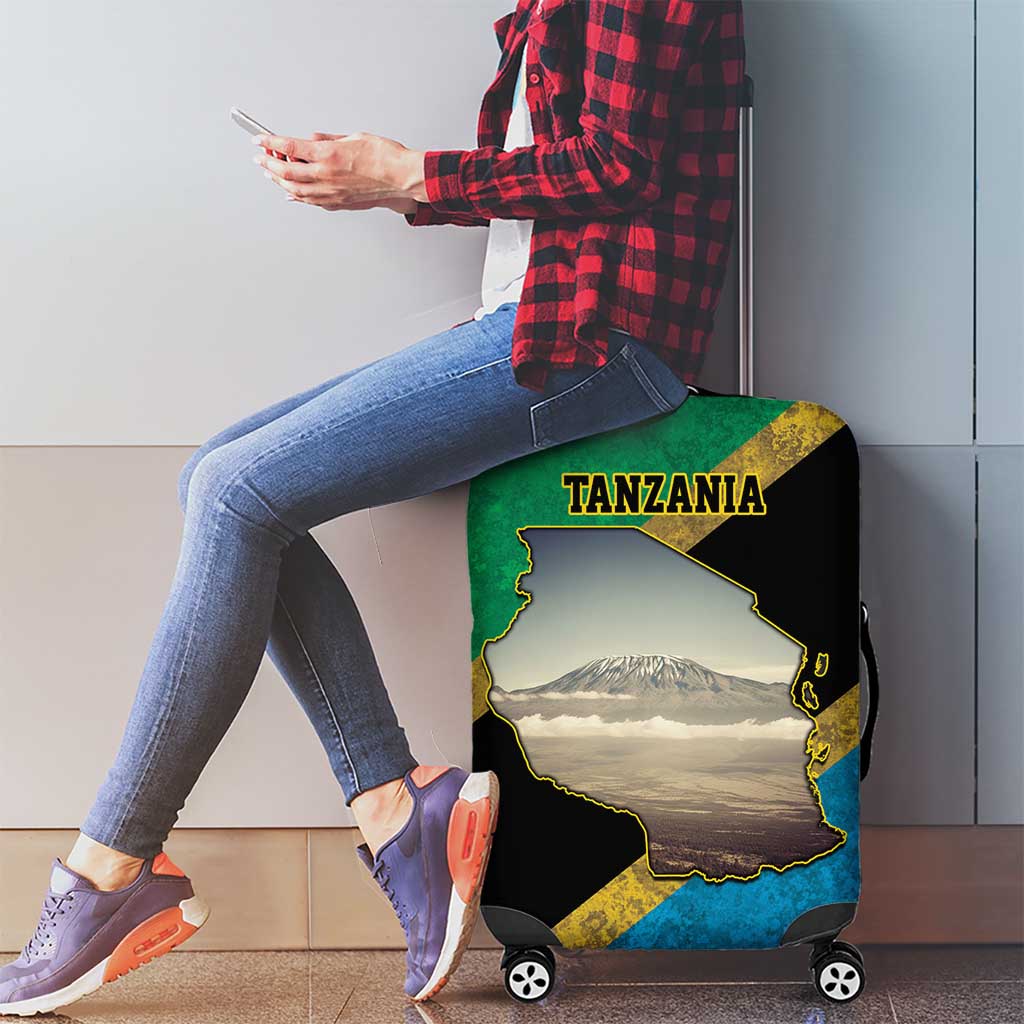Kilimanjaro Tanzania Luggage Cover Grunge Flag Map of Tanzania LT9