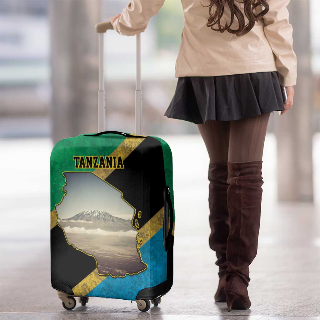 Kilimanjaro Tanzania Luggage Cover Grunge Flag Map of Tanzania LT9