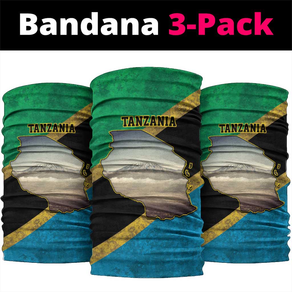 Kilimanjaro Tanzania Neck Gaiter Grunge Flag Map of Tanzania LT9