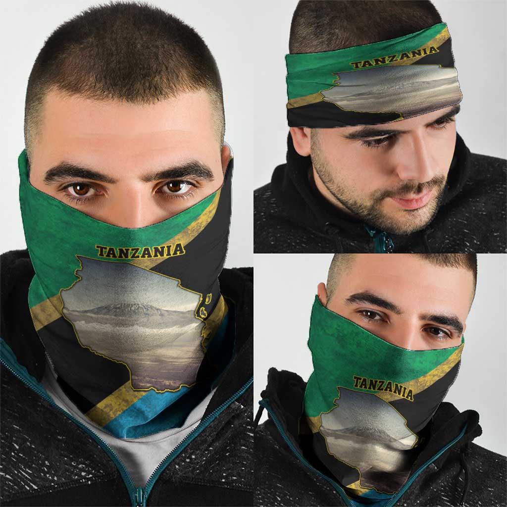 Kilimanjaro Tanzania Neck Gaiter Grunge Flag Map of Tanzania LT9
