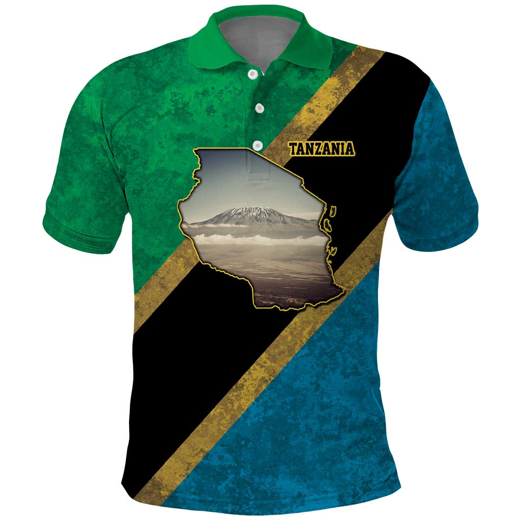 Kilimanjaro Tanzania Polo Shirt Grunge Flag Map of Tanzania LT9