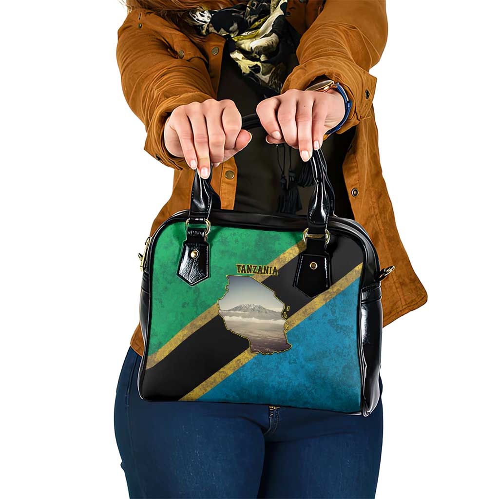 Kilimanjaro Tanzania Shoulder Handbag Grunge Flag Map of Tanzania LT9