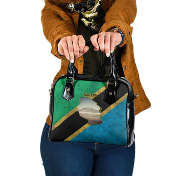Kilimanjaro Tanzania Shoulder Handbag Grunge Flag Map of Tanzania LT9