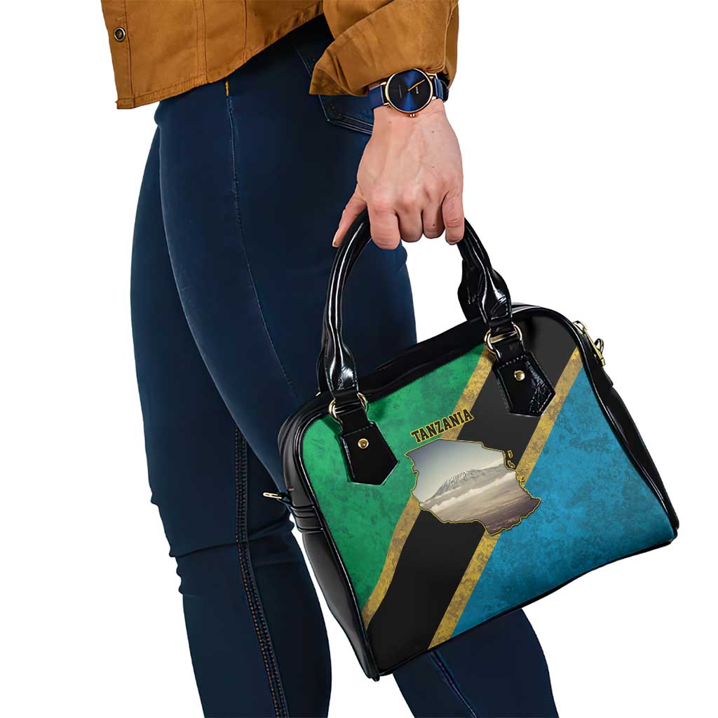 Kilimanjaro Tanzania Shoulder Handbag Grunge Flag Map of Tanzania LT9