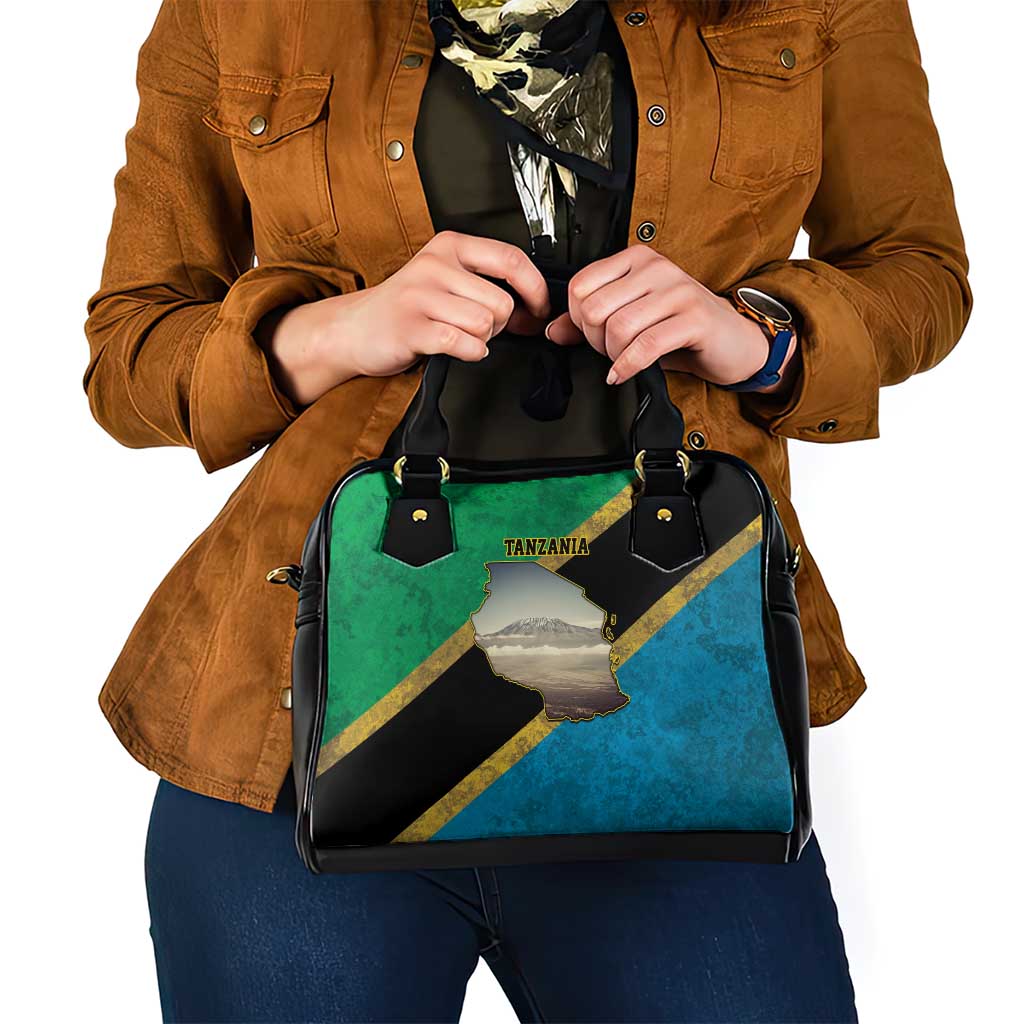 Kilimanjaro Tanzania Shoulder Handbag Grunge Flag Map of Tanzania LT9