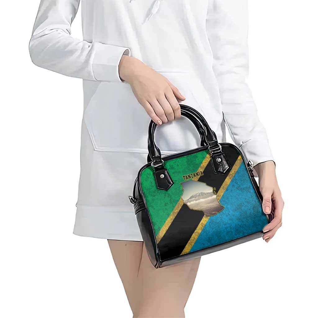 Kilimanjaro Tanzania Shoulder Handbag Grunge Flag Map of Tanzania LT9