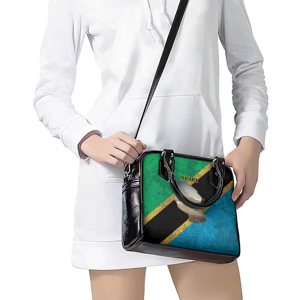 Kilimanjaro Tanzania Shoulder Handbag Grunge Flag Map of Tanzania LT9