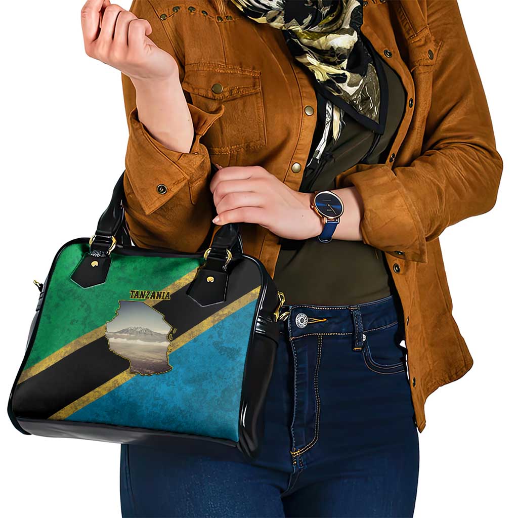 Kilimanjaro Tanzania Shoulder Handbag Grunge Flag Map of Tanzania LT9