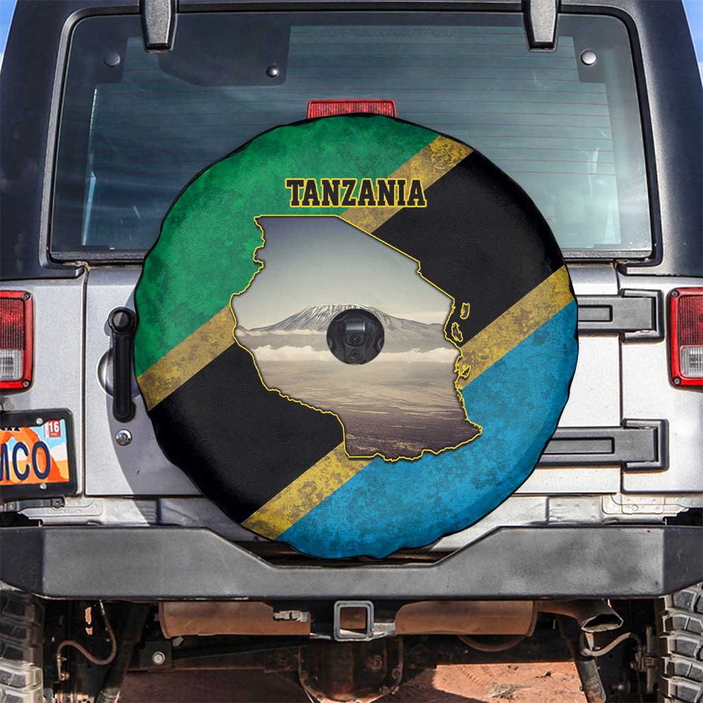 Kilimanjaro Tanzania Spare Tire Cover Grunge Flag Map of Tanzania LT9