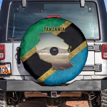 Kilimanjaro Tanzania Spare Tire Cover Grunge Flag Map of Tanzania LT9