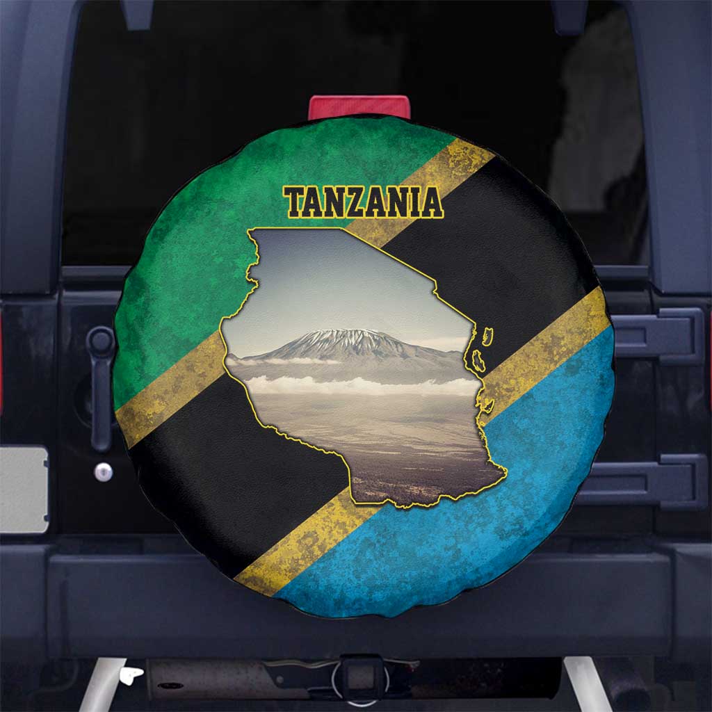 Kilimanjaro Tanzania Spare Tire Cover Grunge Flag Map of Tanzania LT9