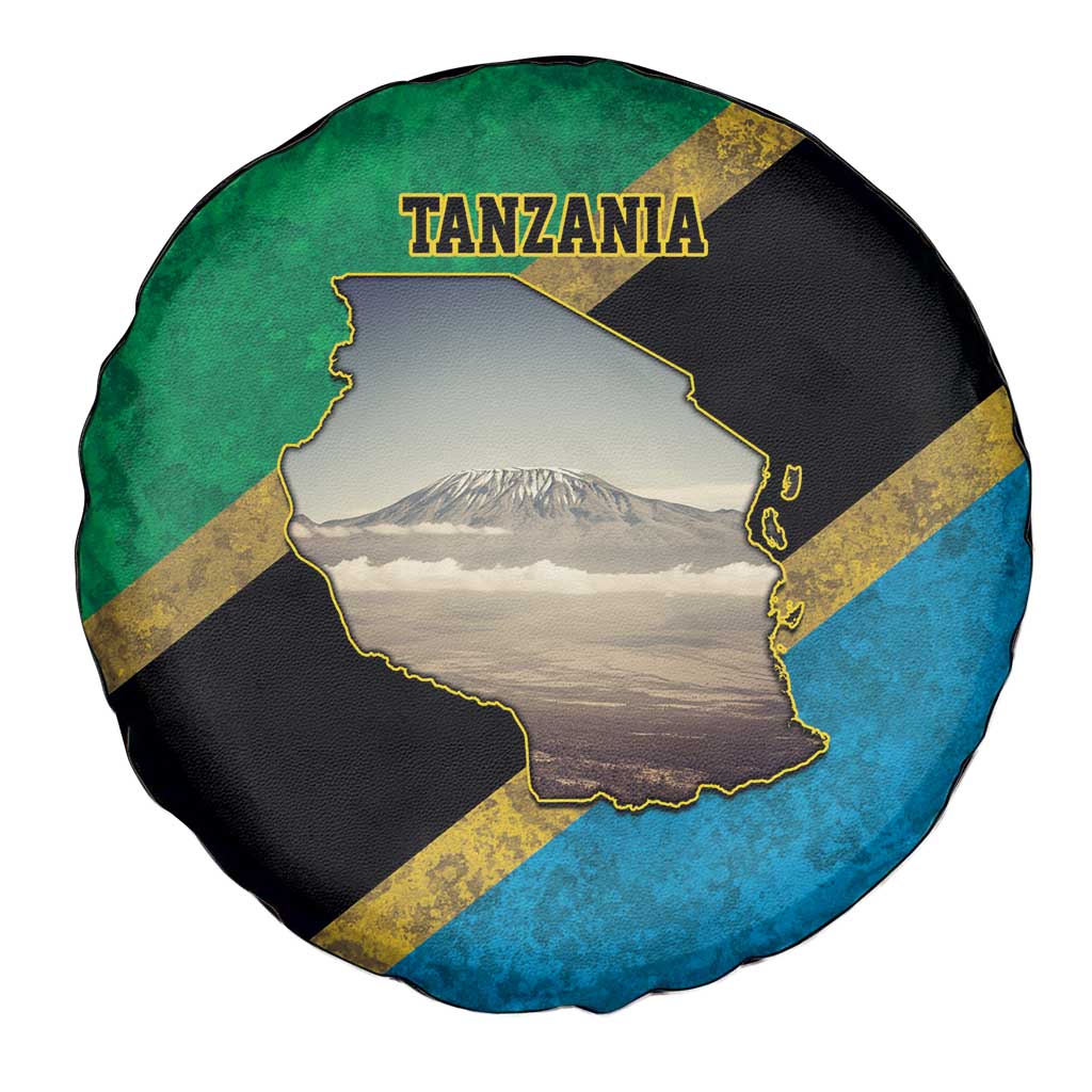 Kilimanjaro Tanzania Spare Tire Cover Grunge Flag Map of Tanzania LT9