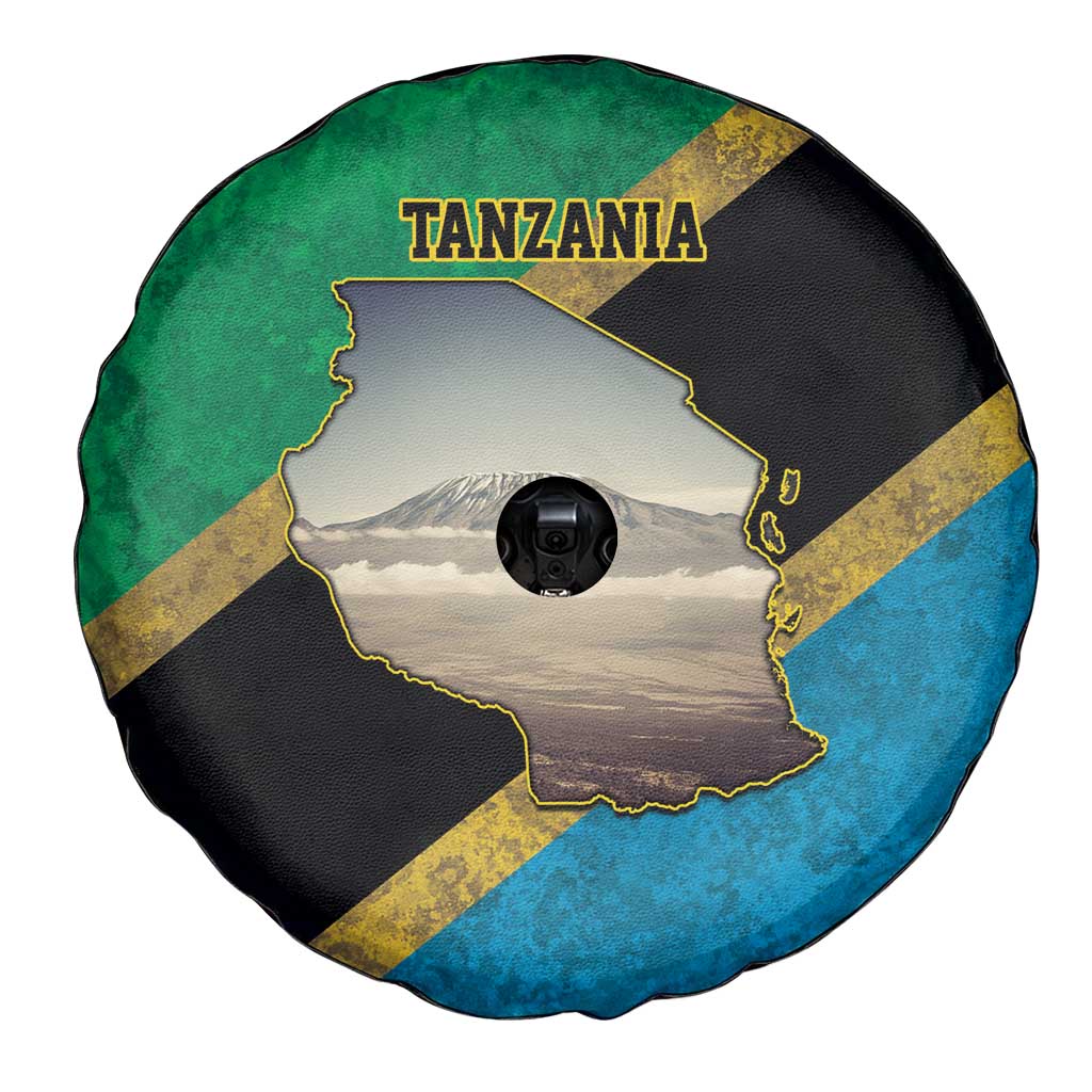 Kilimanjaro Tanzania Spare Tire Cover Grunge Flag Map of Tanzania LT9