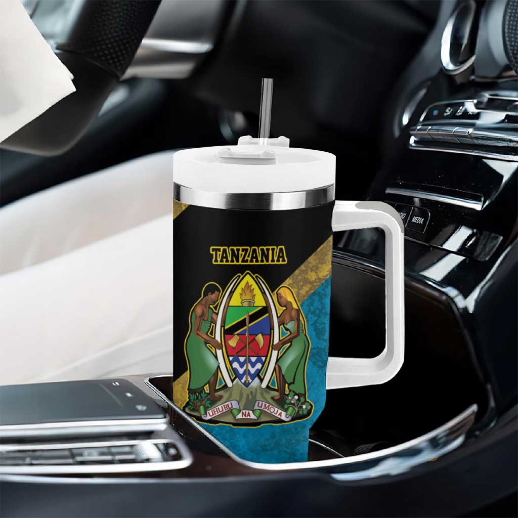African Volcano Kilimanjaro Tanzania Tumbler With Handle Grunge Flag Map of Tanzania LT9