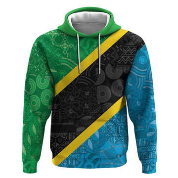 Tanzania 255 Hoodie African Mix Pattern Flag Motif LT9