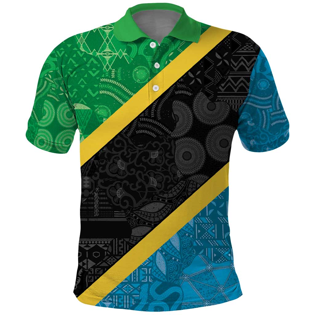 Tanzania 255 Polo Shirt African Mix Pattern Flag Motif LT9