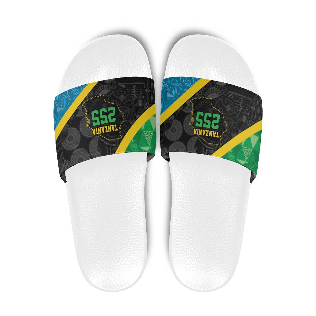 Tanzania 255 Slide Sandals African Mix Pattern Flag Motif LT9