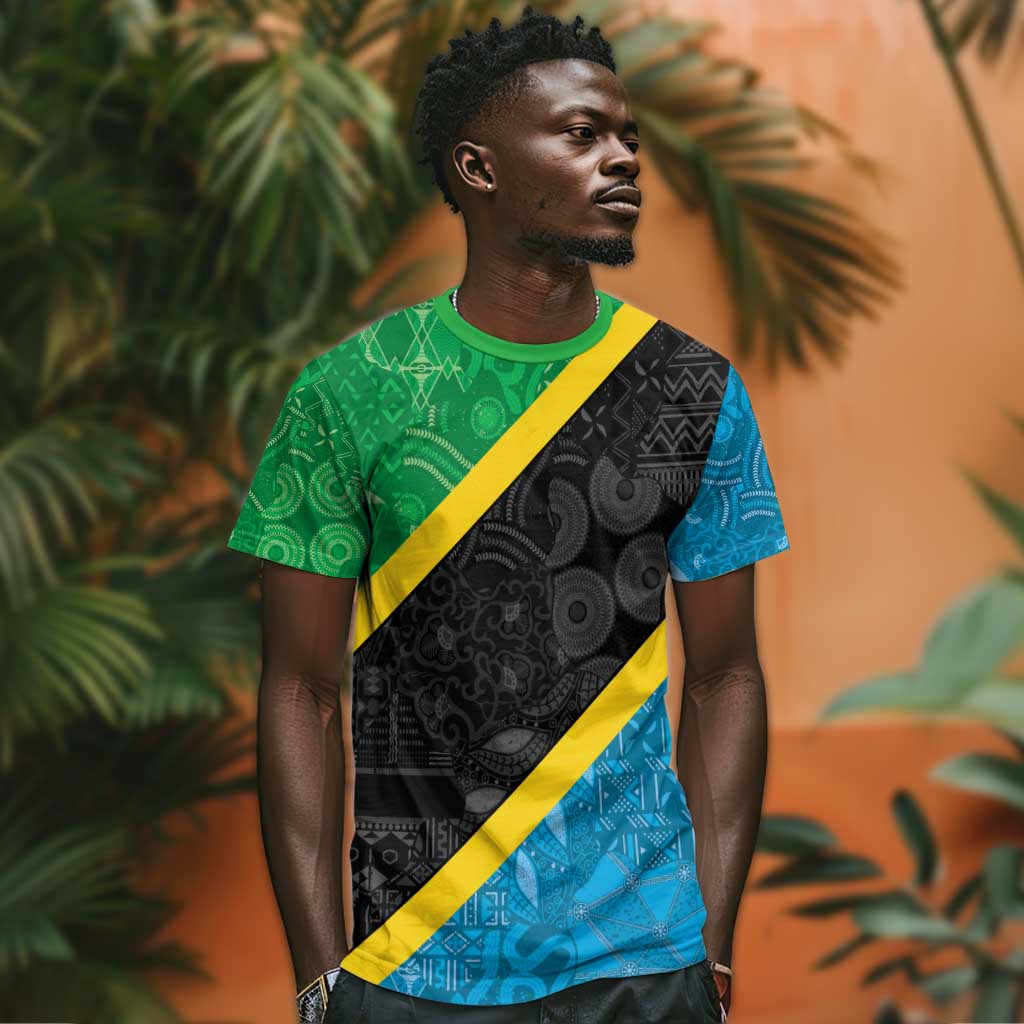 Tanzania 255 T shirt African Mix Pattern Flag Motif LT9