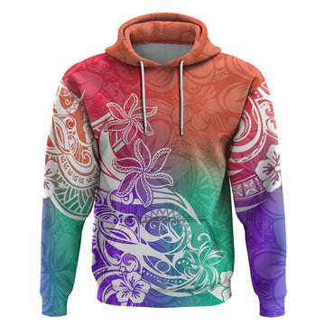 Polynesian Sunset Plumeria Hoodie Pacific Island Tribal Blossom Style LT9