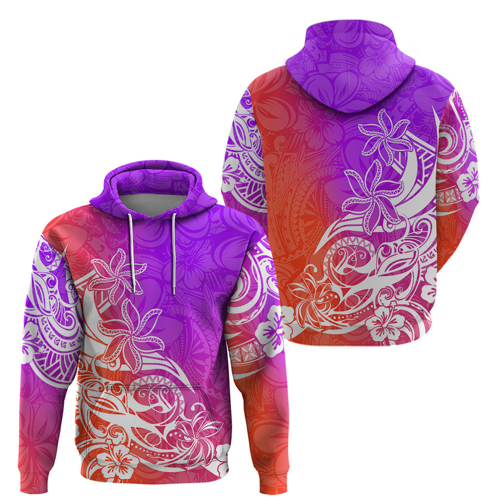 Polynesian Sunset Plumeria Hoodie Pacific Island Tribal Purple Style LT9