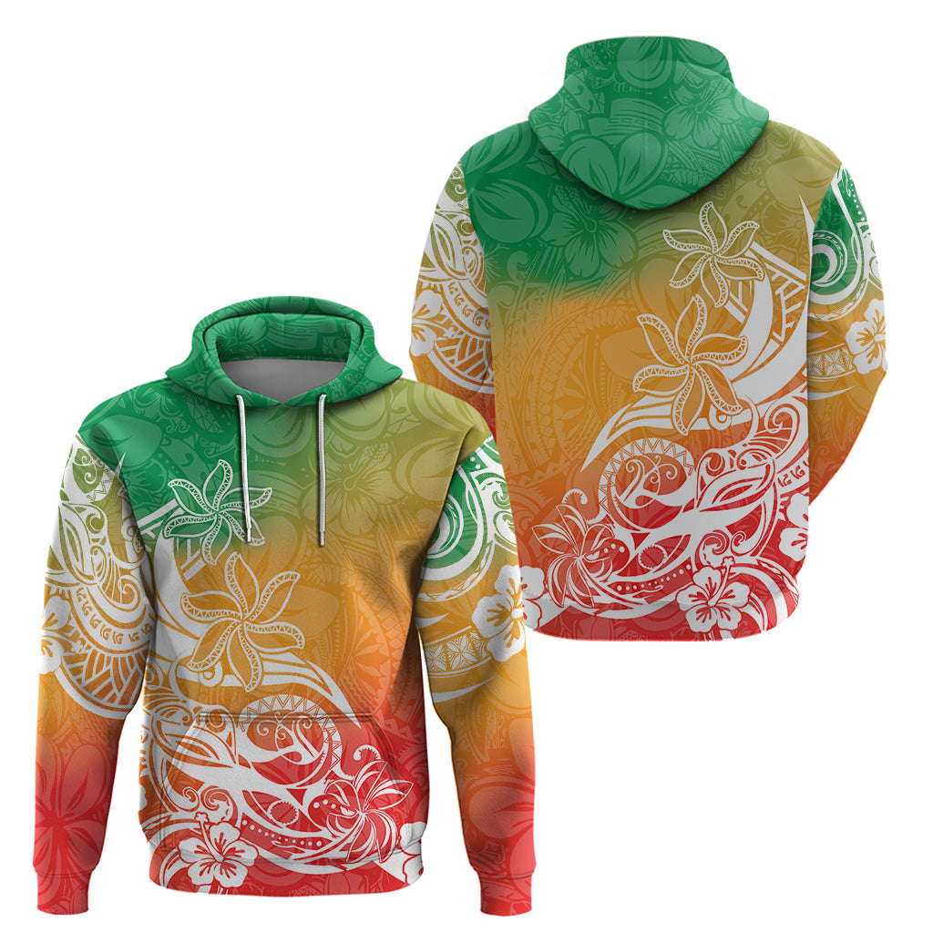 Polynesian Sunset Plumeria Hoodie Pacific Island Tribal Reggae Style LT9