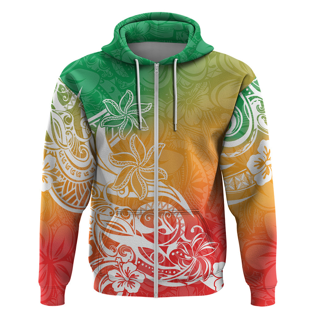 Polynesian Sunset Plumeria Hoodie Pacific Island Tribal Reggae Style LT9