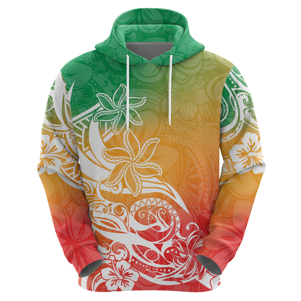 Polynesian Sunset Plumeria Hoodie Pacific Island Tribal Reggae Style LT9