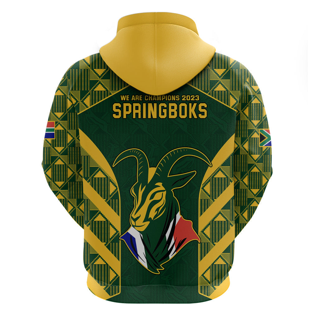 South Africa Rugby Hoodie Bokke Champions Kente Pattern LT9