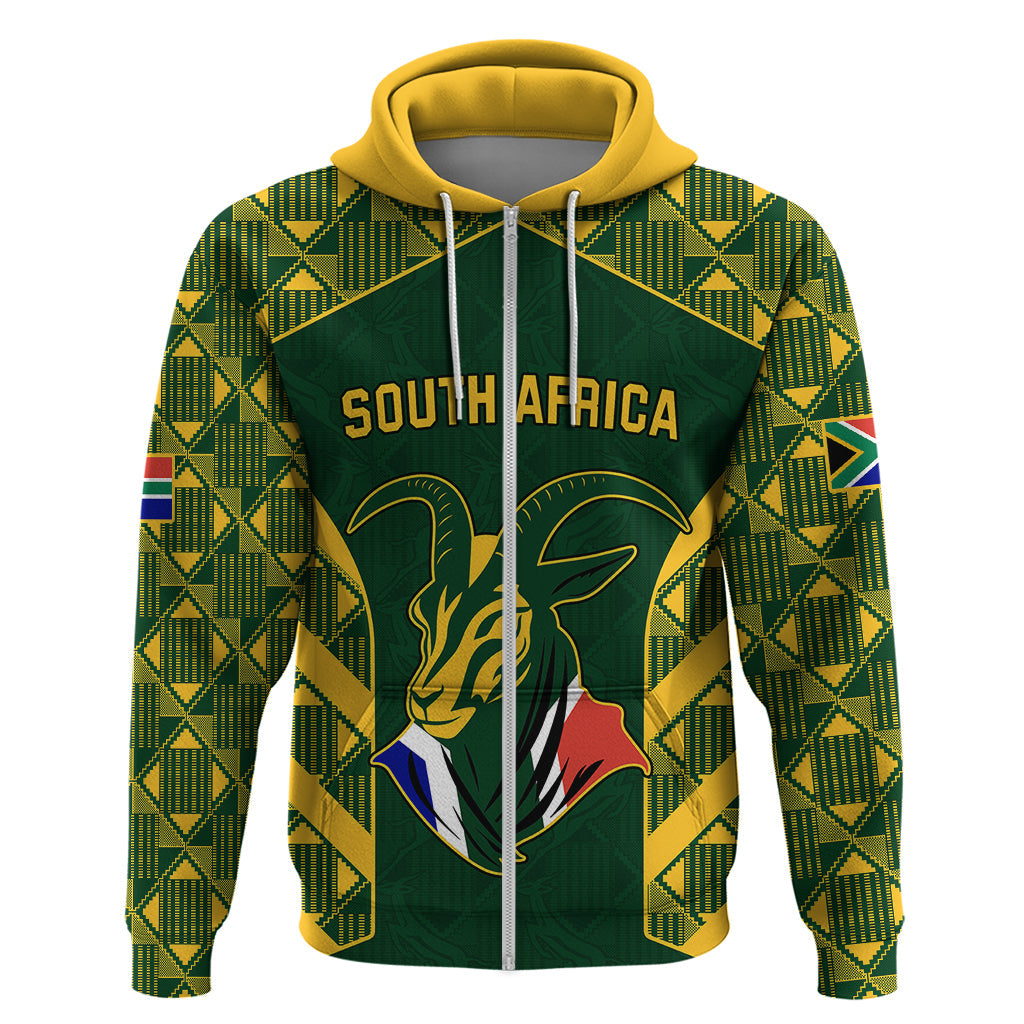 South Africa Rugby Hoodie Bokke Champions Kente Pattern LT9