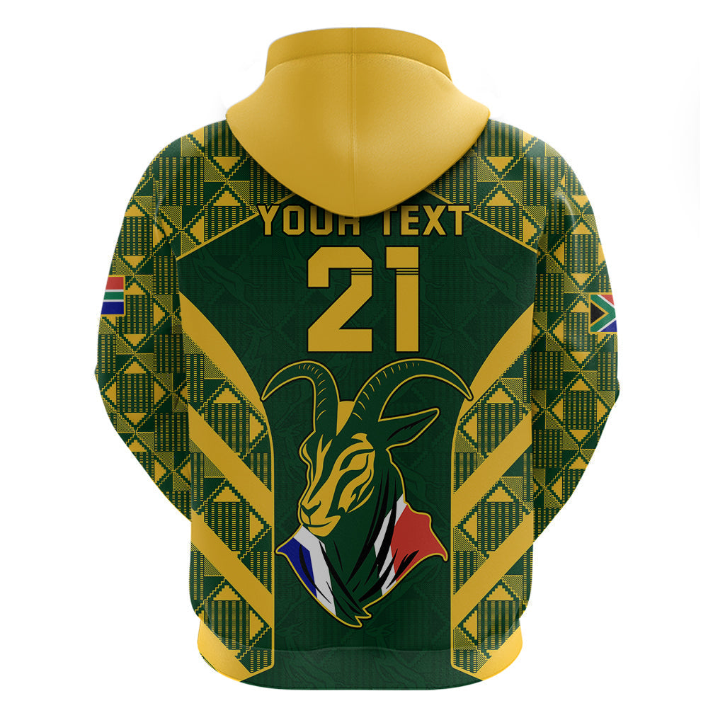 Custom South Africa Rugby Hoodie Bokke Champions Kente Pattern LT9