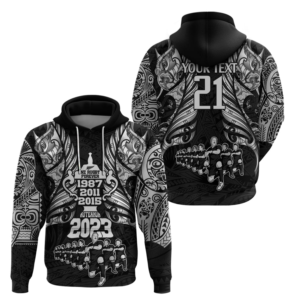Custom New Zealand Rugby Hoodie Black Haka Dance With NZ Champions History LT9