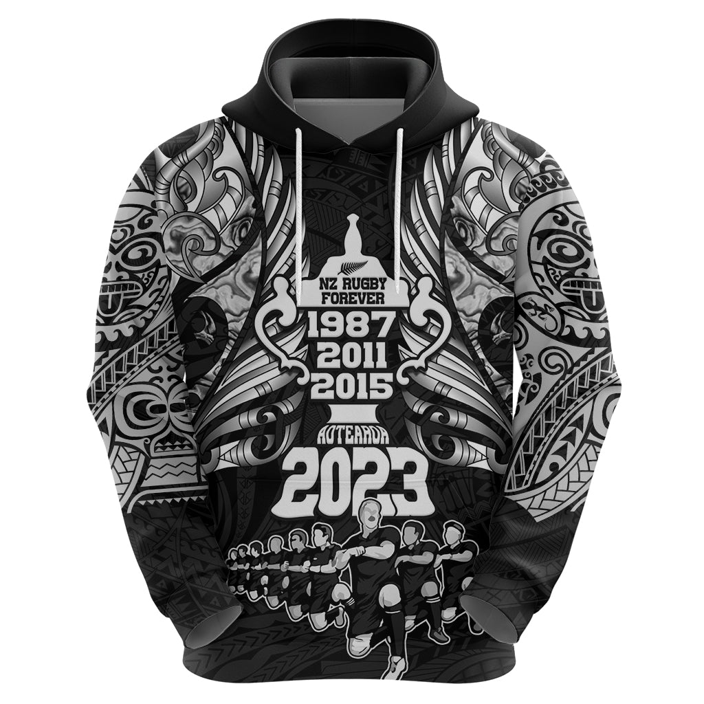 Custom New Zealand Rugby Hoodie Black Haka Dance With NZ Champions History LT9