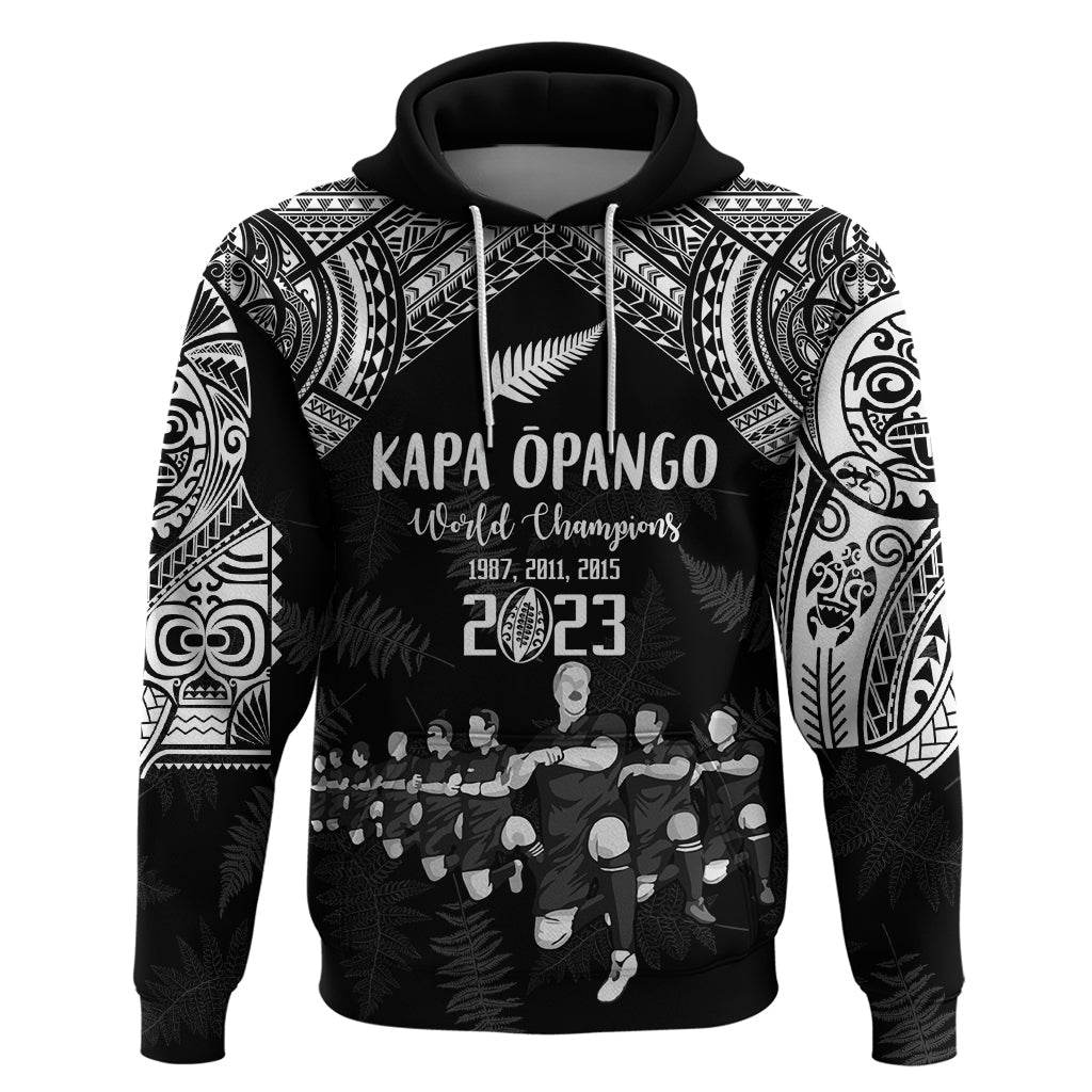 Custom NZ Rugby Hoodie Kapa Opango Maori Haka With Years of The All Black Champions LT9
