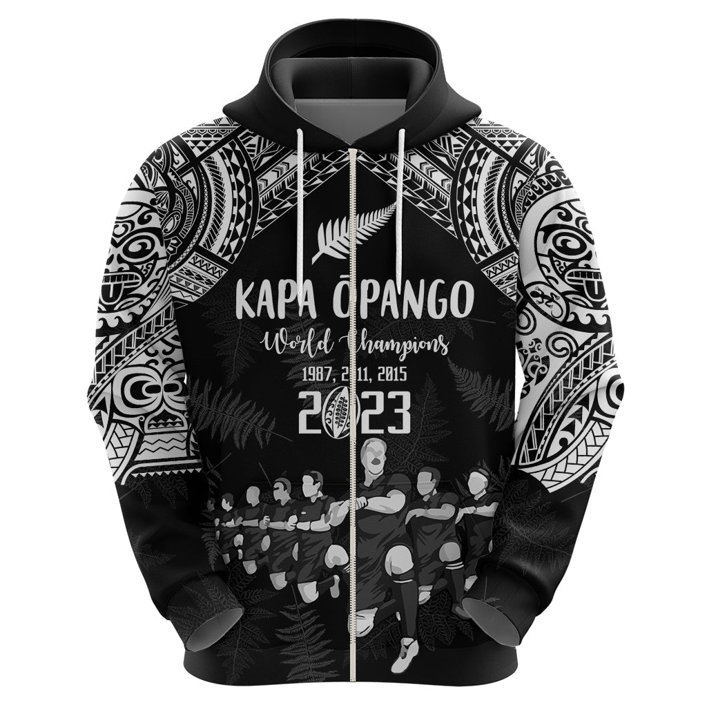 Custom NZ Rugby Hoodie Kapa Opango Maori Haka With Years of The All Black Champions LT9