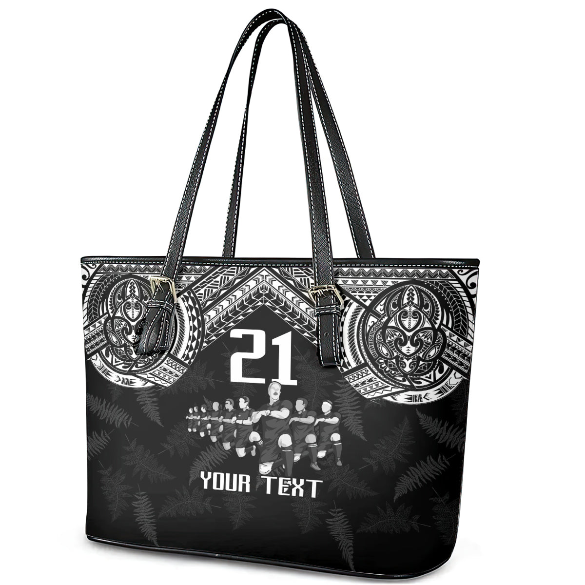 Custom NZ Rugby Leather Tote Bag Kapa Opango Maori Haka With Years of The All Black Champions LT9