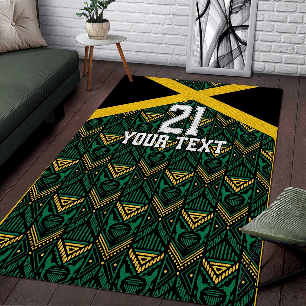 Afro-Jamaicans Football Custom Area Rug Black Ethnic Motifs LT9